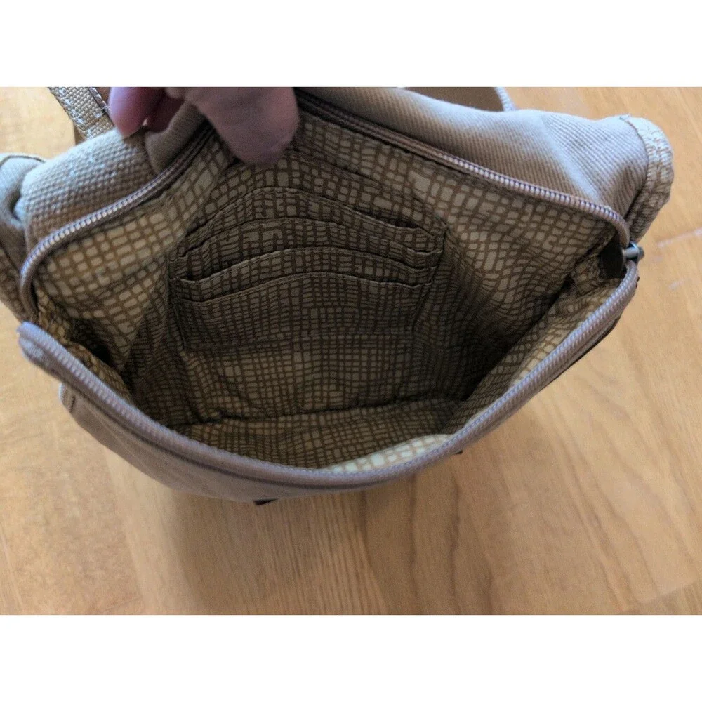 Vintage Y2K Fossil Canvas Crossbody Bag Khaki Tan Utility Messenger Purse Small